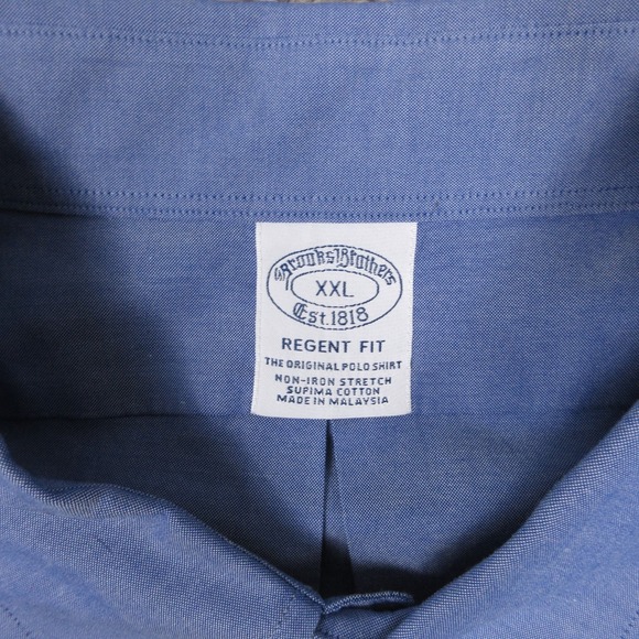 Brooks Brothers Shirt Mens 2XL Blue Solid Regent Oxford Sheep OCBD Button Up EUC - Picture 4 of 8